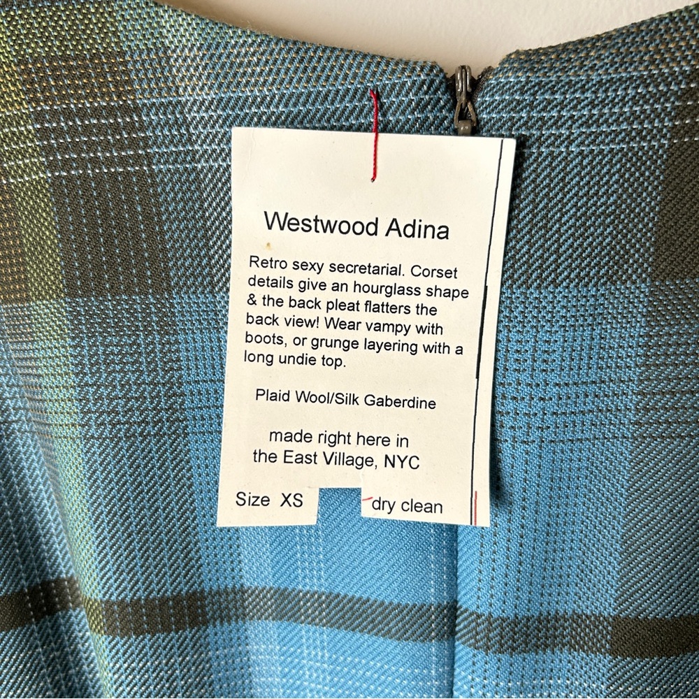 NWT’s Vintage Jill Anderson NYC Bespoke Blue Plaid Westwood Grunge Sheath Dress - Picture 7 of 9